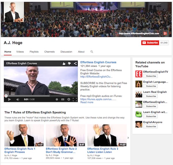A.J. Hoge youtube channel